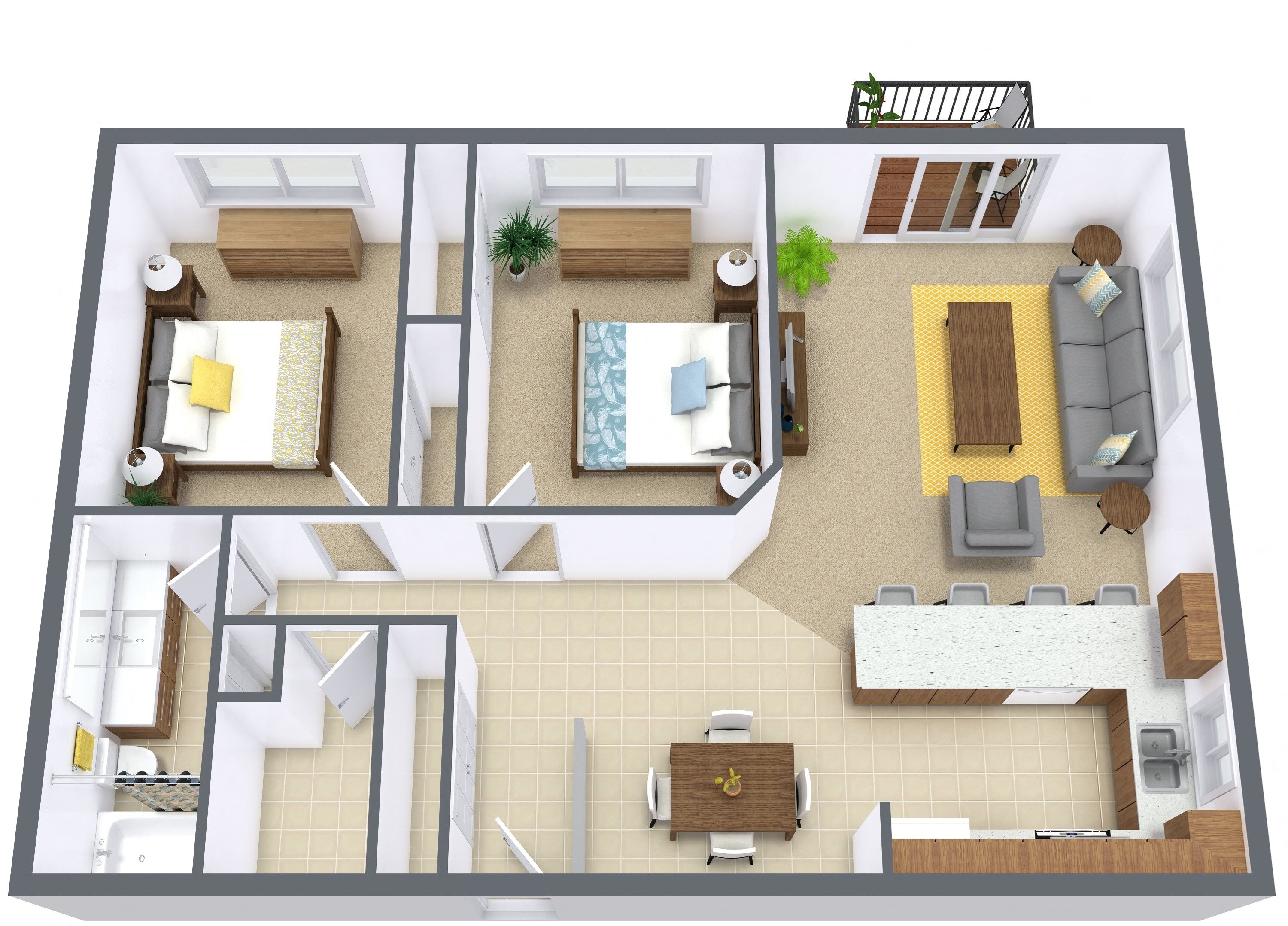 Flickertail I-VI Apartments | Two Bedroom | Plan 21A Flickertail I-VI Apartments | Two Bedroom | Plan 21A